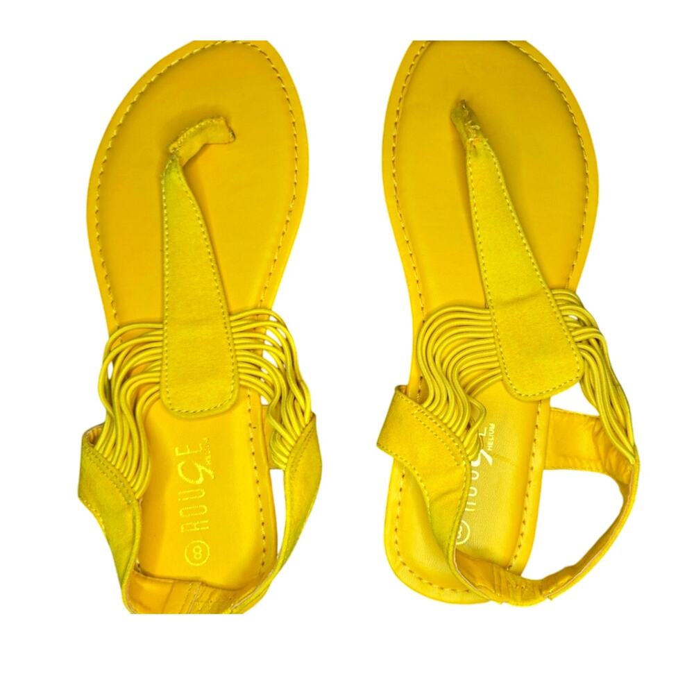 Rouge Helium Size 8 Yellow Strappy Flat Thong Sandals